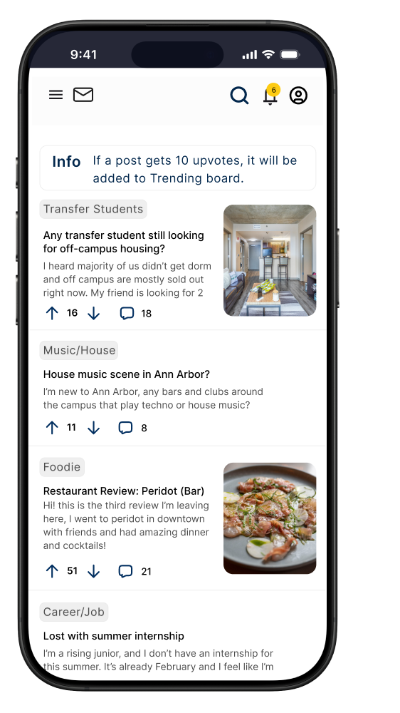 Campus Connect hot board discussion feed