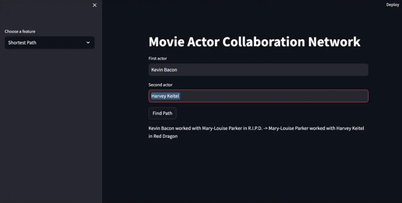 Movie Actor Collaboration Network application